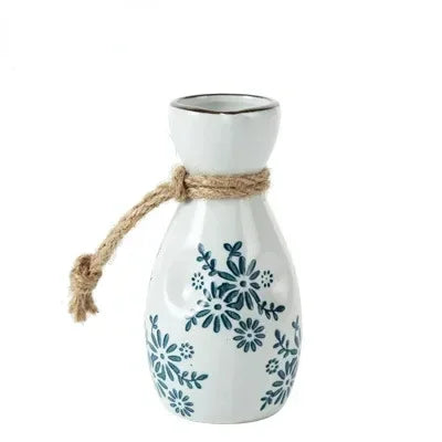 Vintage Japanese Sake Ware Ceramic Flower Wine Pot and Cup Home Kitchen Restaurant Wine Dispenser Drinking Supplies Accessories