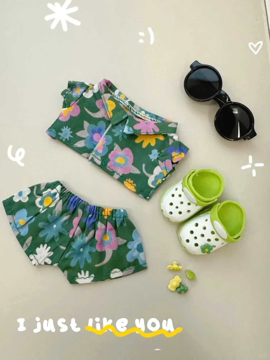 Labubu Clothing Labubu Beach Shirt With Hole slippers and Straw hat Labubu Summer Outfit