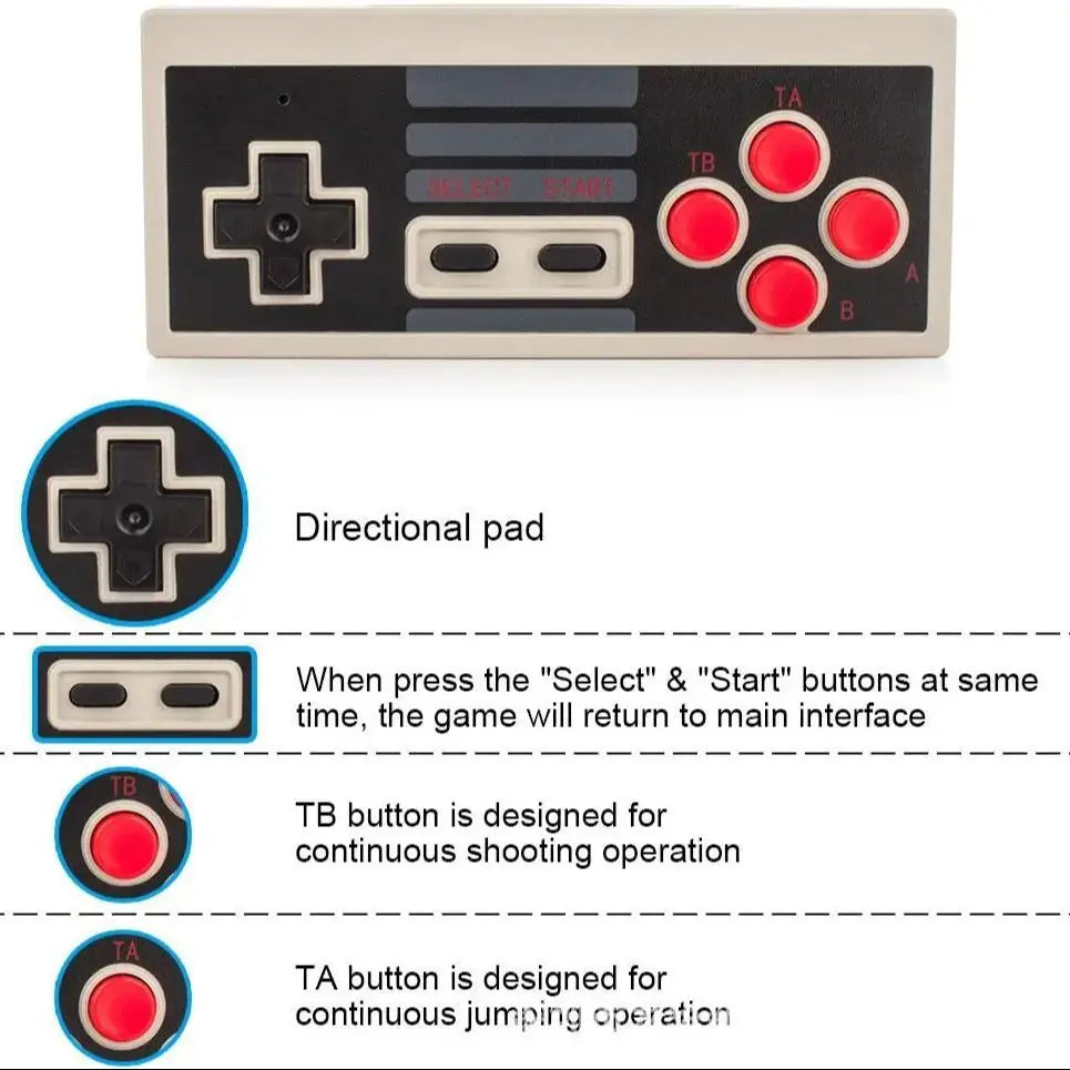 NES wireless controller + 2.4G wireless receiver mini NES game controller wireless red and white 2.4G wireless controller