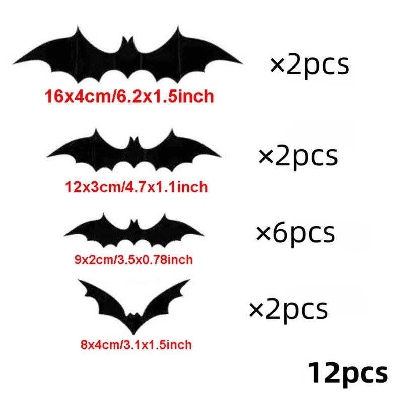 3D Black PVC Bat Wall Stickers Halloween Decorations Scary Party Props DIY Home Bar Room Decoration for Spooky Halloween Night