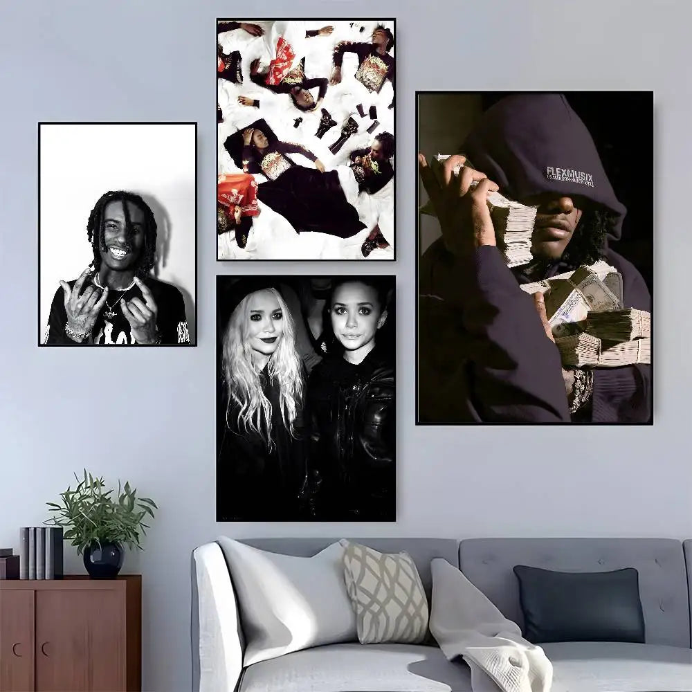 O-OsamaSon Stil Slime RAPPER Poster HD Home Decor Sticky Wall Waterproof Home Living Room Bar Aesthetic Decor