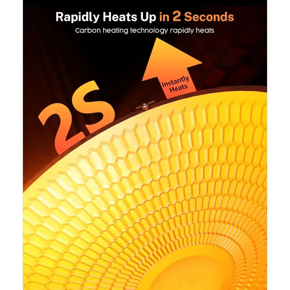 65° Oscillating 800W Radiant Heater with Thermostat, Timer, Safety Features for Indoor Use