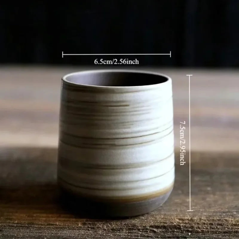 Vintage Japanese Raku Pottery Tea Cup Handcrafted Coarse Ceramic Kung Fu Cup Kiln Glaze Unique Design for Home Use