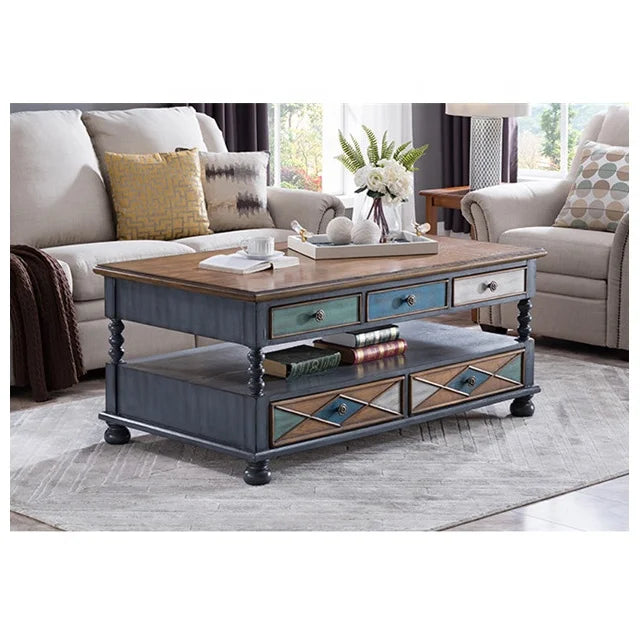 Vintage Home Furniture Coffee Table 2019 Wooden with Shelf for Living Room