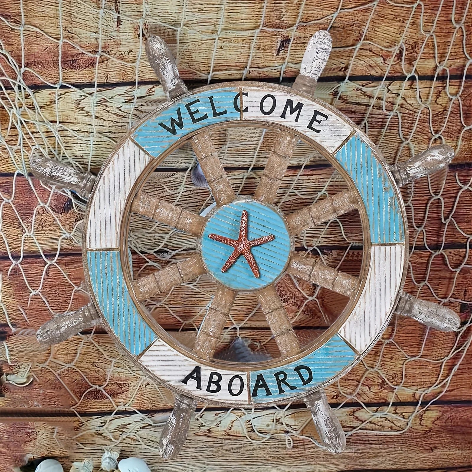 1 Set of Nautical-Themed Home Decor Wooden Anchors, Helms, and Lifebuoys Ocean-Themed Wall Hanging Decorations Indoor Nautical Decor Can Be Used for Wall Decoration at Outdoor Parties and Yard Gatherings