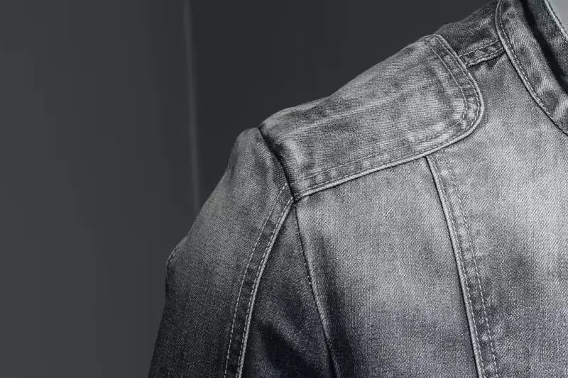 Denim Jackets Men Casual Stand Collar Moto Biker Outerwear Coats Mens Fashion Zippers Motorcycle Streetwear Jacket Male Clothes