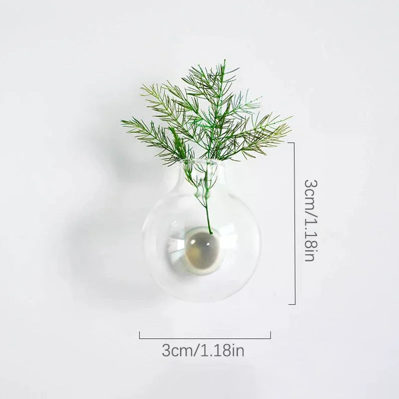Mini Glass Vase Fridge Magnet DIY Porcelain Vase Flowers Refrigerator Message Sticker Plant Magnet Green Gift Kitchen