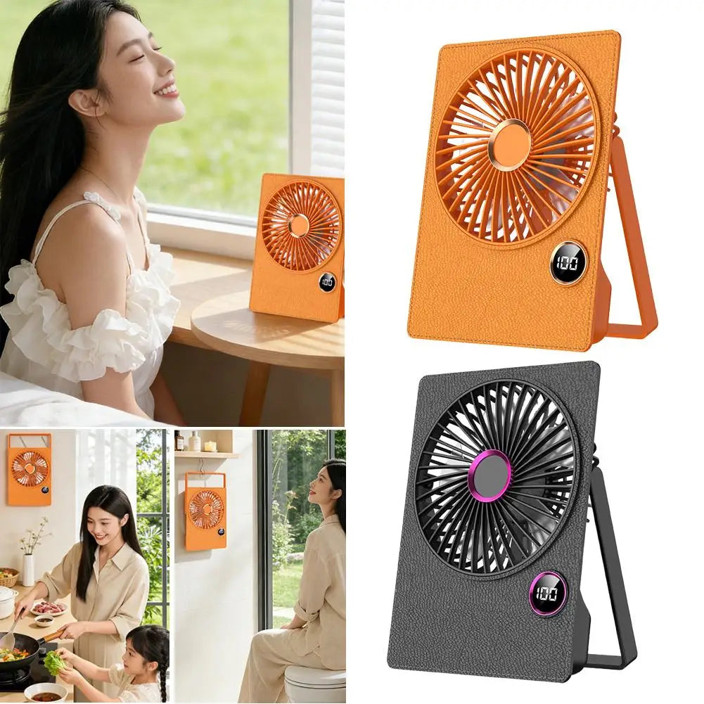 Portable Mini Desk Fan Office Wall Mounted Digital Display High Speed Brushless Motor Type-C Rechargeable Long Battery