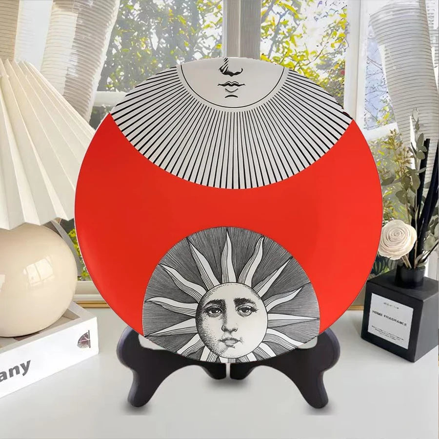 1 piece, red Italian style series - ceramic decorative panel, non food use, suitable for home, living room, holiday decoration