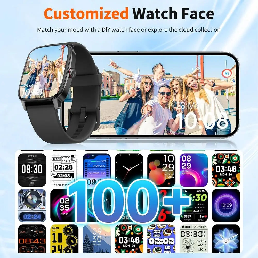 Smart Watch or Men & Women with Bluetooth Calling, 1.85" Touchsn itn, Heart Rate & Sleep Monitor, 100+ Sports es, IP68 Waterproo