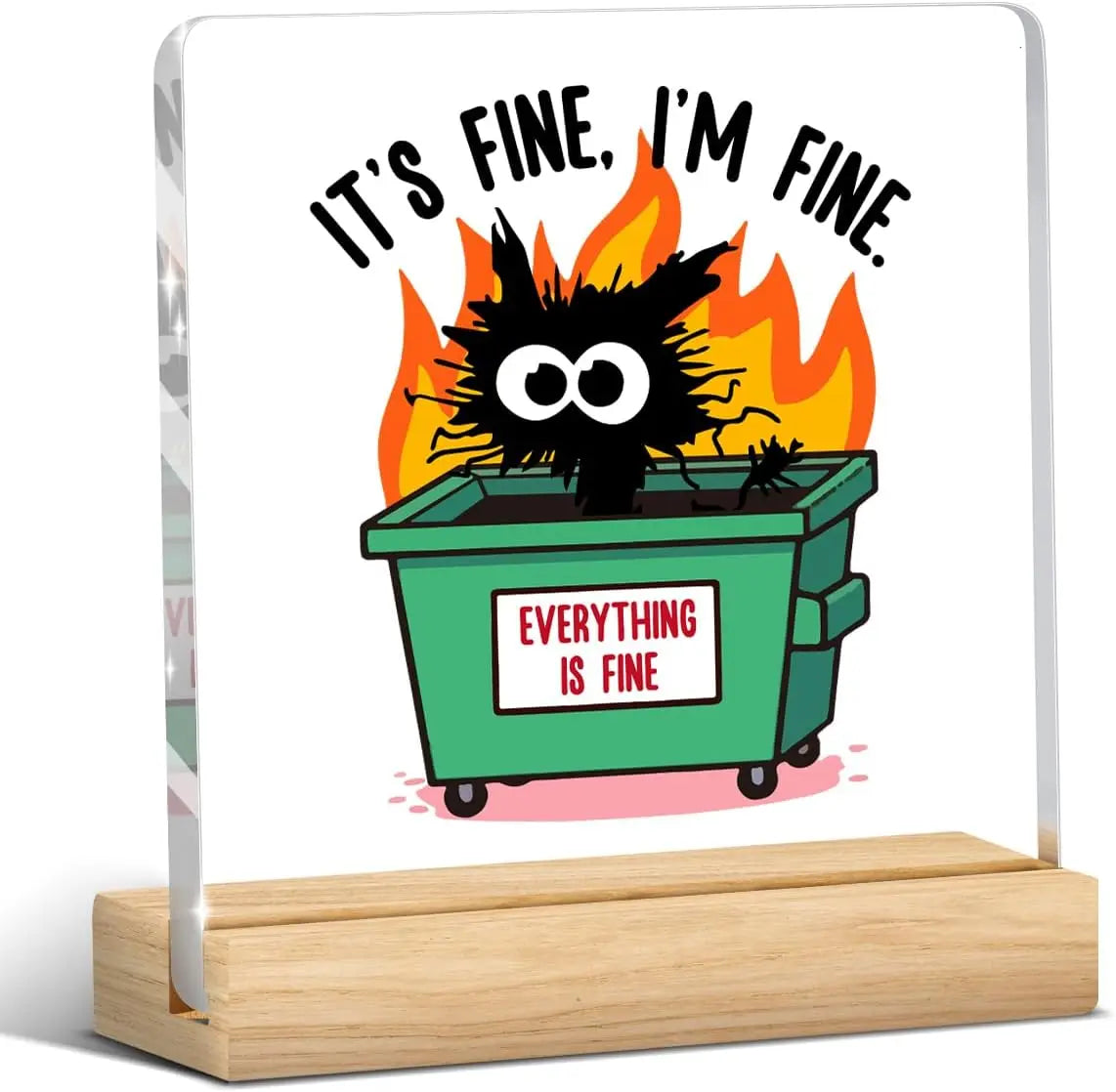 Dumpster Fire Desk Accessories, Funny Office Decor, It's Fine, I'm Fine, Everything Is Fine Inspirational Gifts for Women Men
