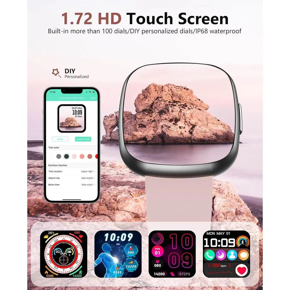 Smart Watch or Women, 1.72" Super Retina HD Display, 24/7 Heart Rate HRV SpO2 Monitor, Sleep/Str, 135 Sport es itnActivity , IP6