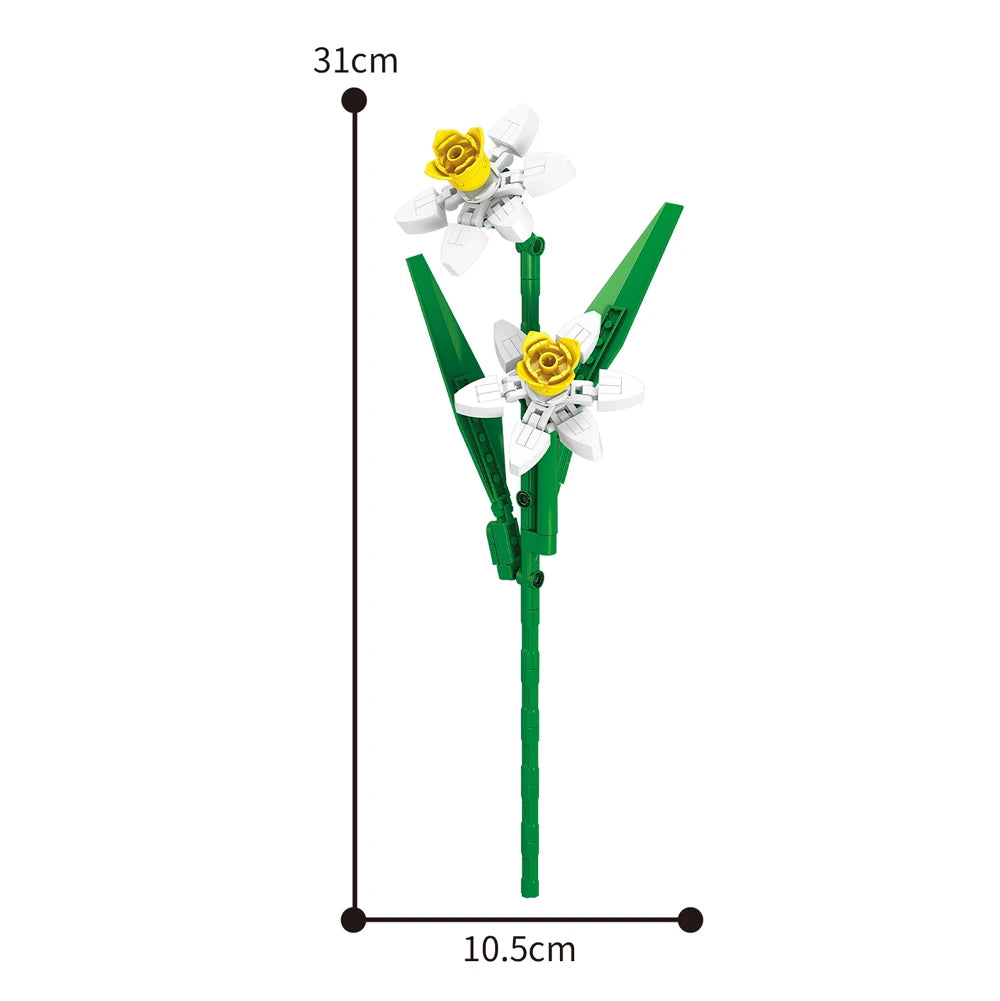 Creativity Potted Plants Bouquet Rose Lily Flower Home Desk Plant Decoration Assemble Building Blocks Bricks Toys Girls Gift