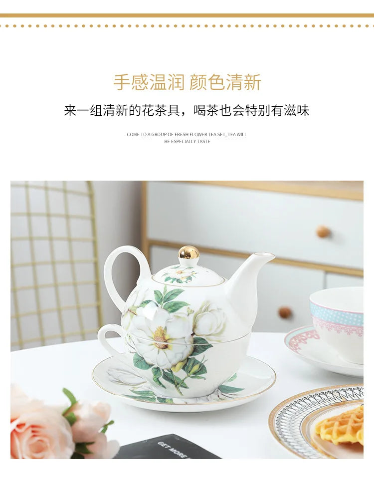 English Afternoon Tea Set, Single Person Mother-Daughter Teapot with Filter, Creative Floral Ceramic Tea Ware