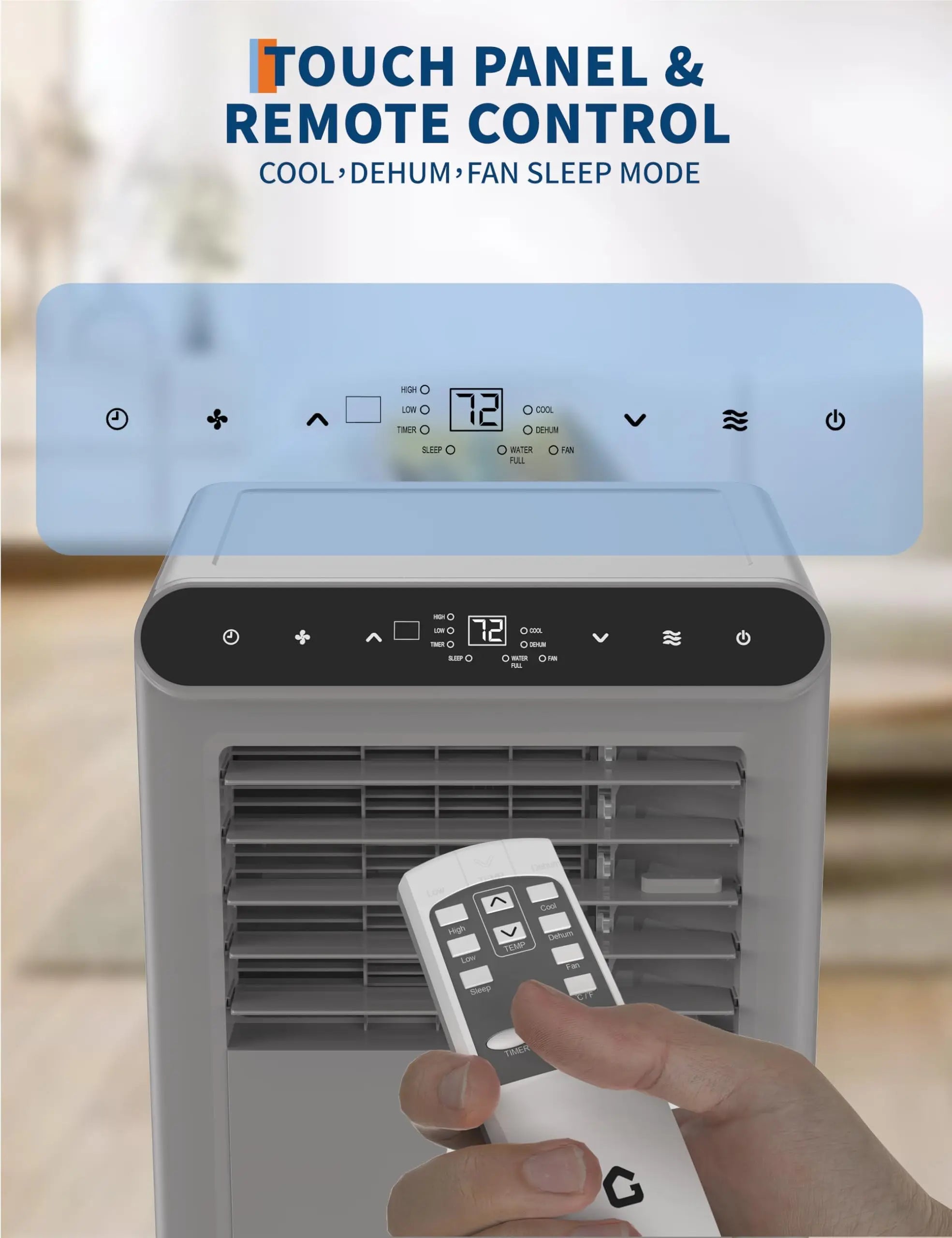 10,000BTU Portable Air Conditioner, 3-in-1 Remote Control AC With Dehumidifier & Fan, 24H Timer, Cools up to 450 Sq.Ft