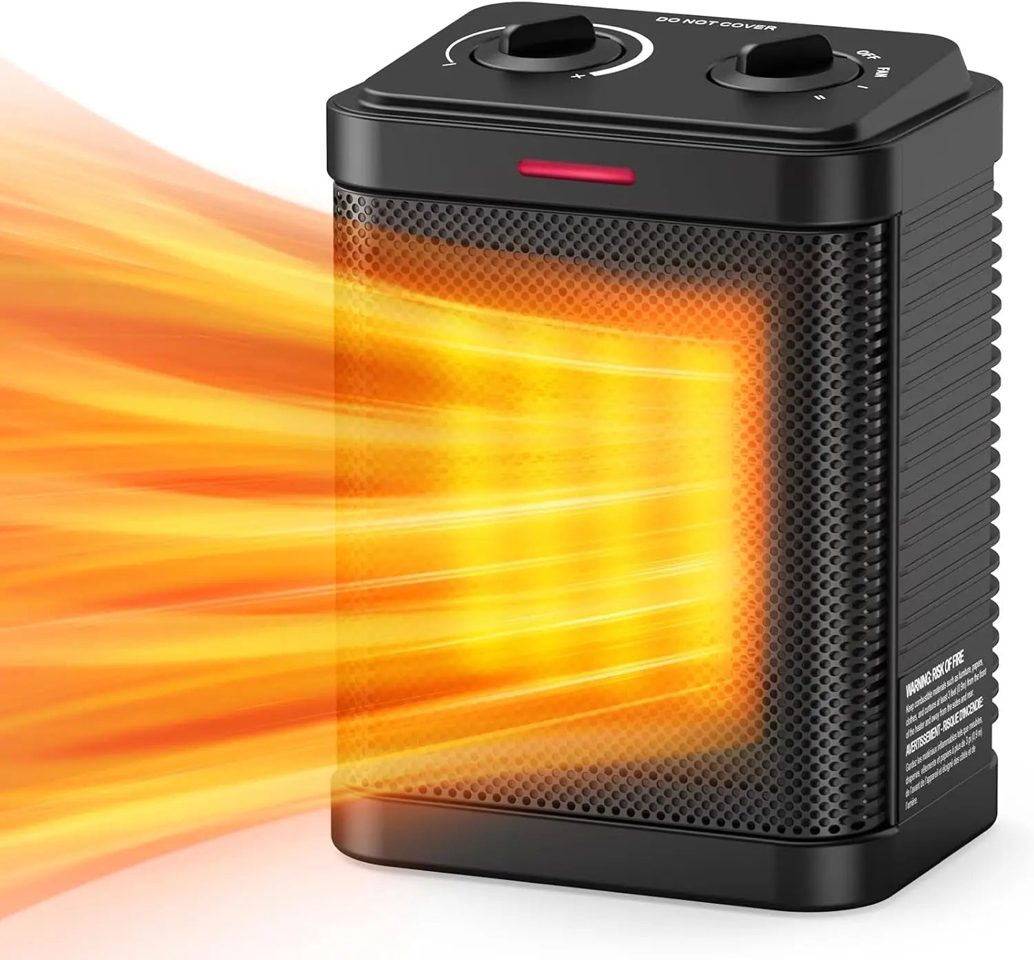 1500W PTC Ceramic Space Heater with Thermostat, 3 Modes, Quiet Heating for Indoor Office Desk Use