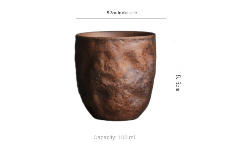 Rough Pottery Old Rock Clay Stone Texture Master Teacup Chinese Zen Kung Fu Tea Ceremony Drinking Tea Master Single Cup