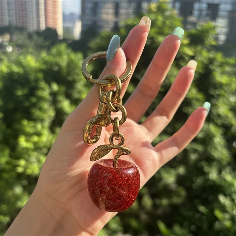Cherry Charm Handbag Pendant Keychain for Women's Exquisite Internet-famous Crystal Cherry Bag Accessories High-Grade Pendant
