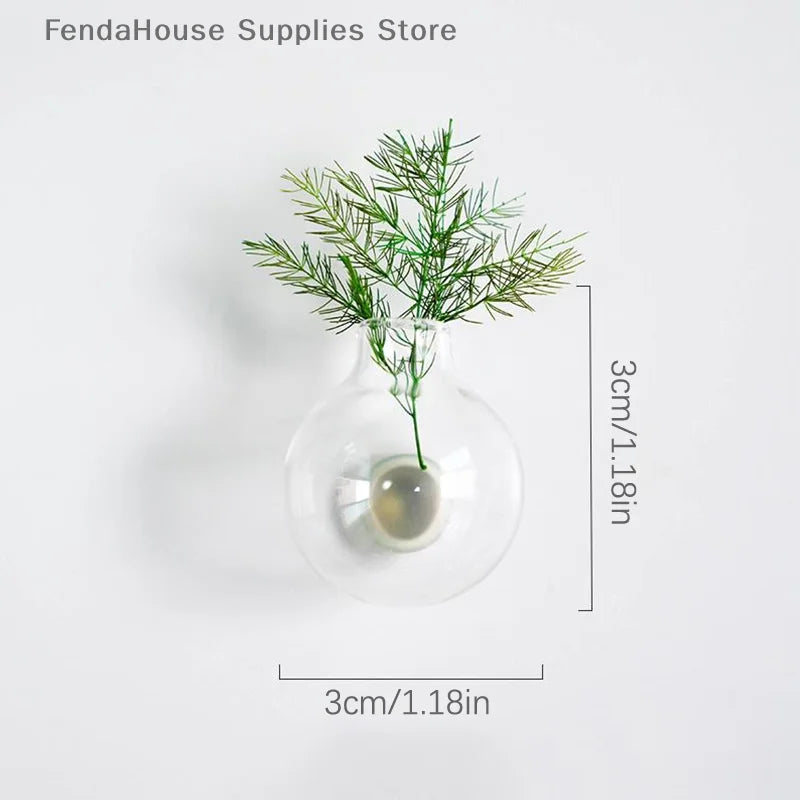 Mini Glass Vase Fridge Magnet DIY Porcelain Vase Flowers Refrigerator Message Sticker Plant Magnet Green Gift Kitchen