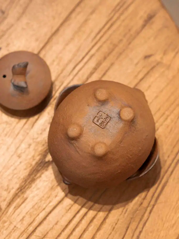 Old Rock Mud Rough Pottery Pig Shape Tea Pot Retro Teapot Tea Kettle Tea Ceremony Tea Making Single Pot Tea Ceremony