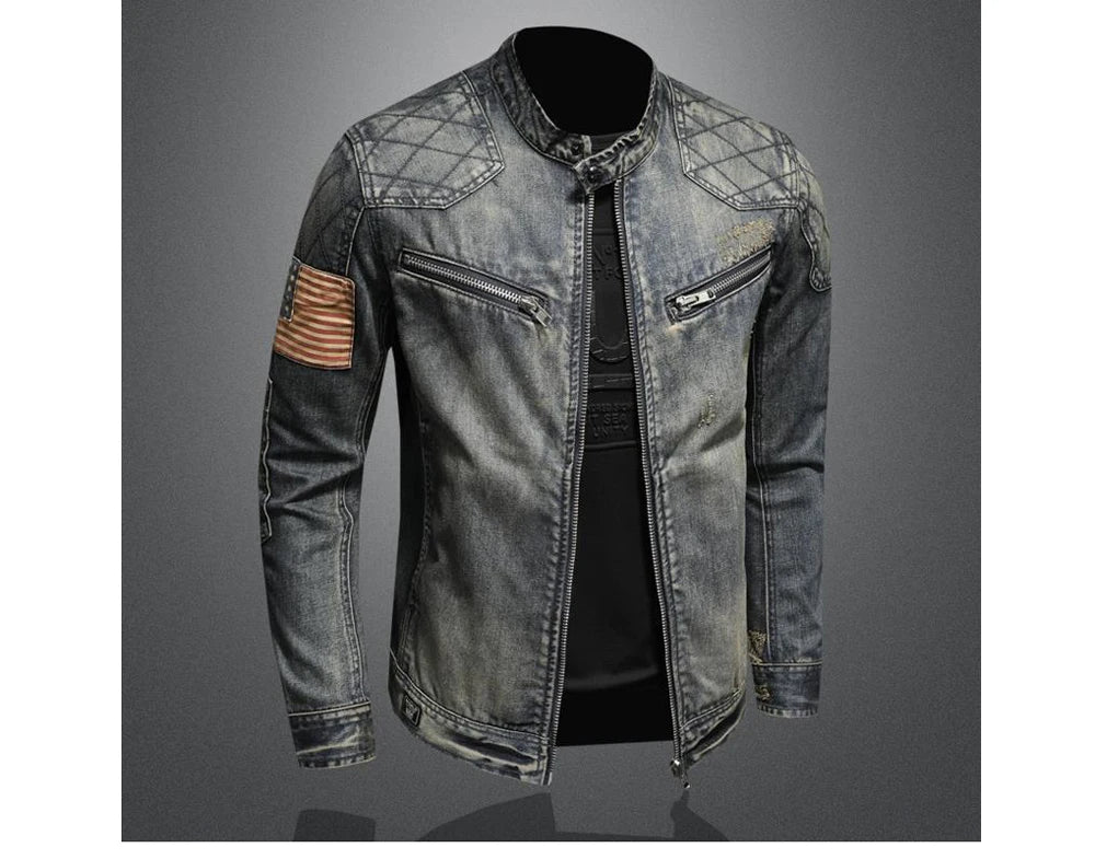 Autumn Men's Denim Jackets Fashion Men Retro Streetwear Zipper Cowboy Coats Men Vintage Windbreaker Biker Jean Jackets Clothing