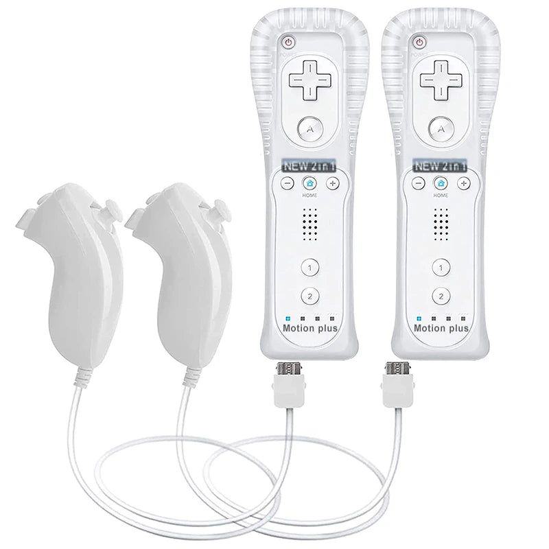2PCS Remote Controller with Nunchuck Controller for Wii Console Wireless Gamepad with Motion Plus for  Wii Games Control