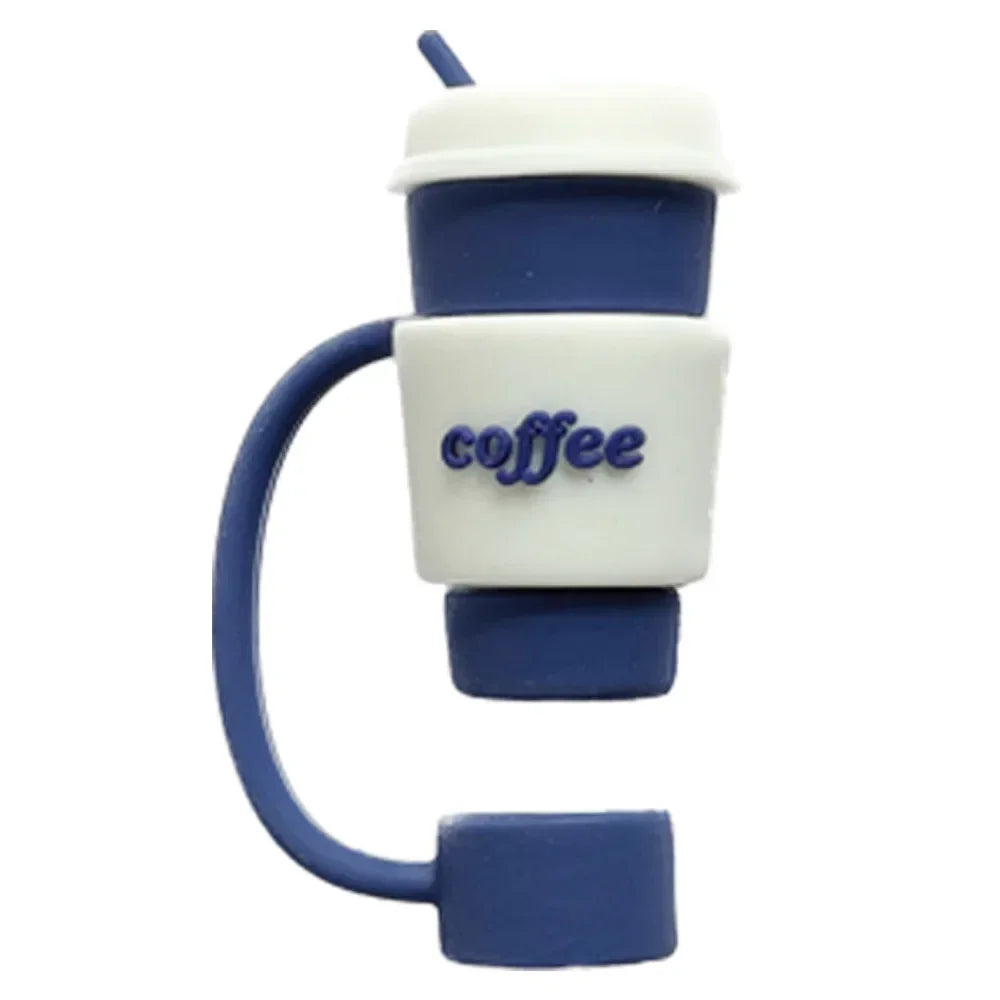 Straw Cover Cap for Stanley Tumblers Cup Accessories Cute Coffee Mug Ice Cream Shape Silicone Straw Dust Toppers Spill Stopper