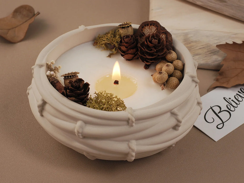 Creative Bamboo Basket Candle Bowl Silicone Mold DIY Bird Nest Flowerpot Concrete Cement Mold Jewelry Storage Tray Craft Casting