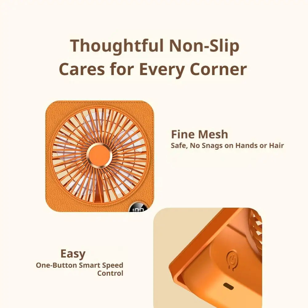 Portable Mini Desk Fan Office Wall Mounted Digital Display High Speed Brushless Motor Type-C Rechargeable Long Battery