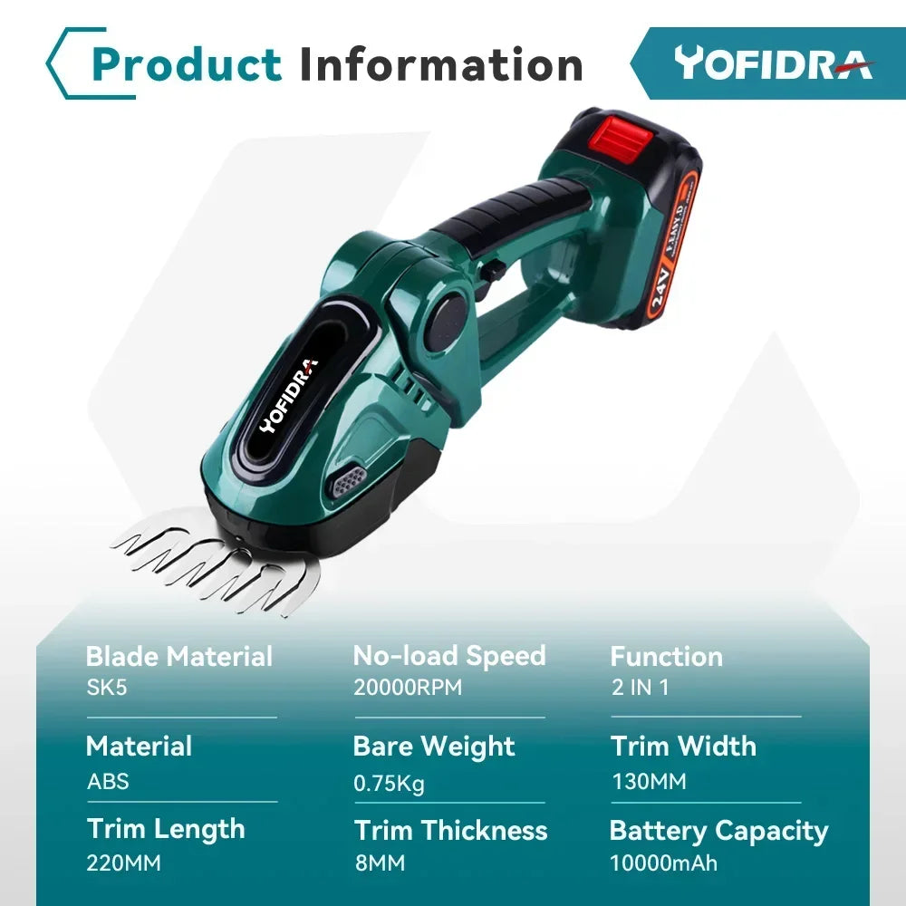 2in1 Electric Hedge Trimmer 20000rpm Household Lawn Mower Garden Scissors Grass Power Tool For Makita 18V Battery Pin