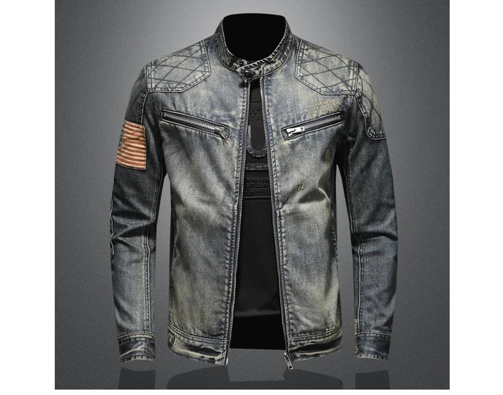 Autumn Men's Denim Jackets Fashion Men Retro Streetwear Zipper Cowboy Coats Men Vintage Windbreaker Biker Jean Jackets Clothing
