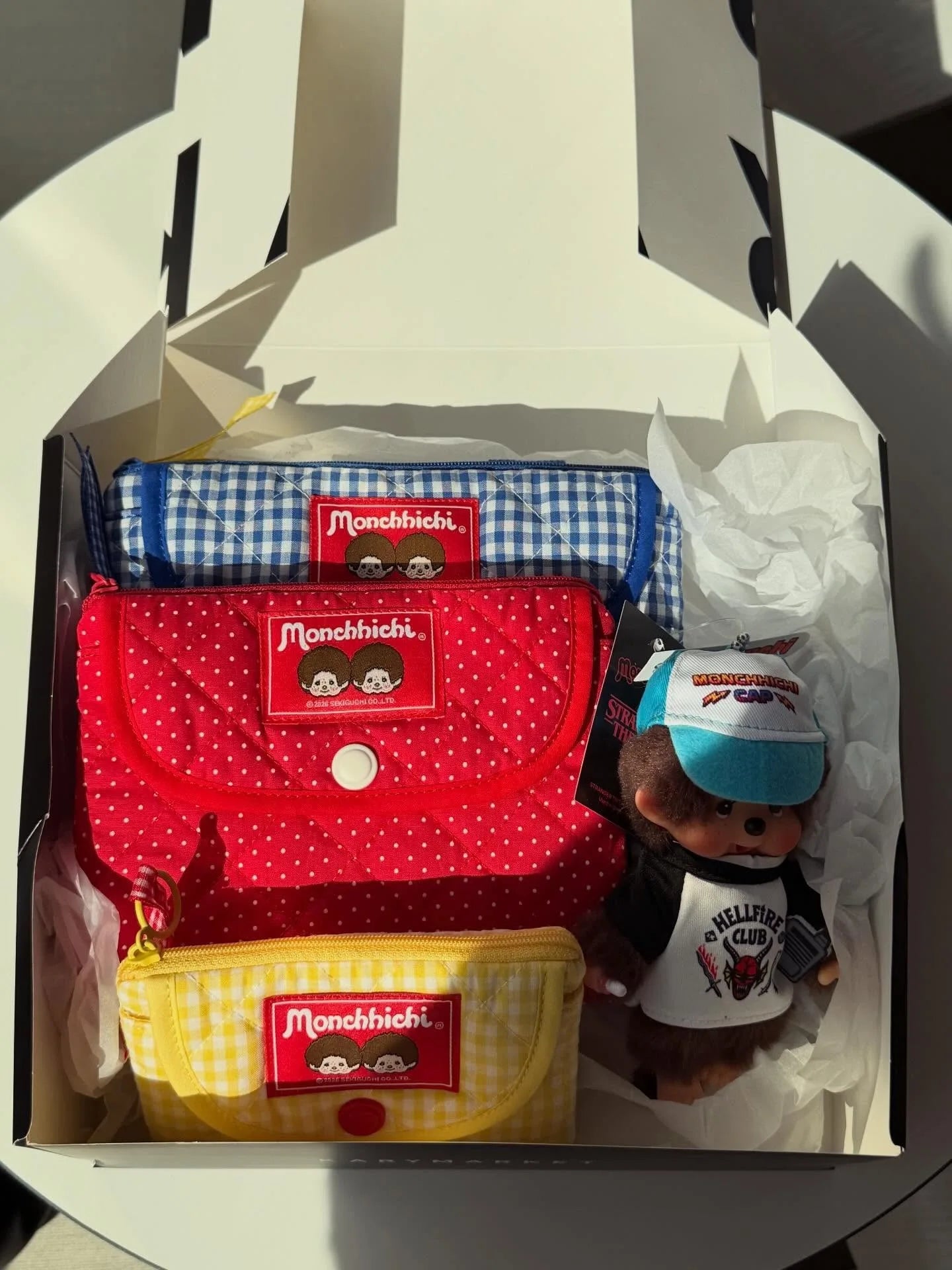 Cute Cartoon Monchhichi, Compact Storage of Sundries, Change, Card Holder, Three-piece Travel Portable Toiletry Bag Gift