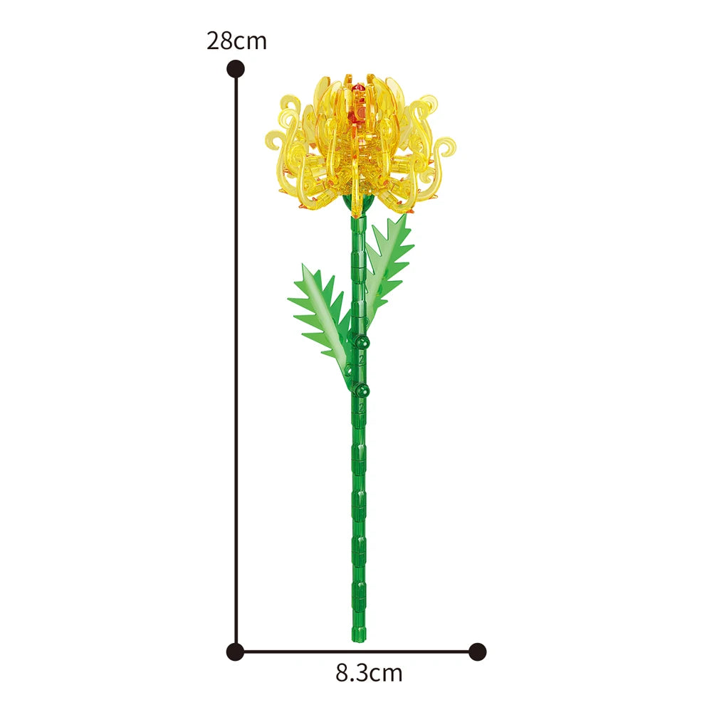Creativity Potted Plants Bouquet Rose Lily Flower Home Desk Plant Decoration Assemble Building Blocks Bricks Toys Girls Gift