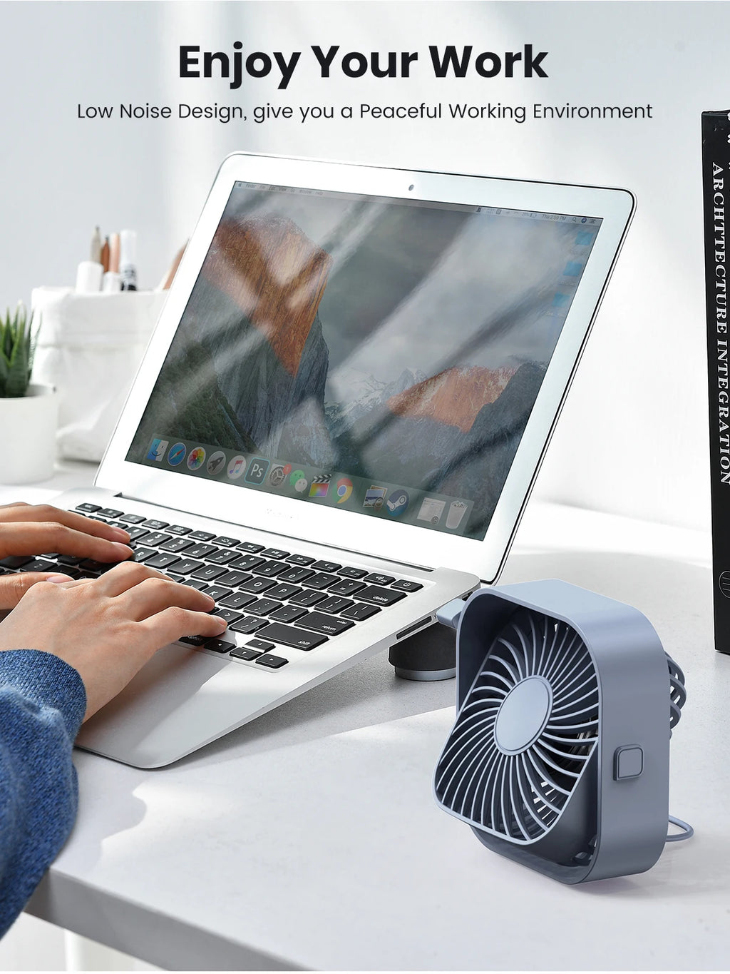 Portable Mini Fan USB Desk Fan Table Strong Airflow &Quiet Operation 3 Speed Wind 360°Rotatable Standing Fans for Room Home