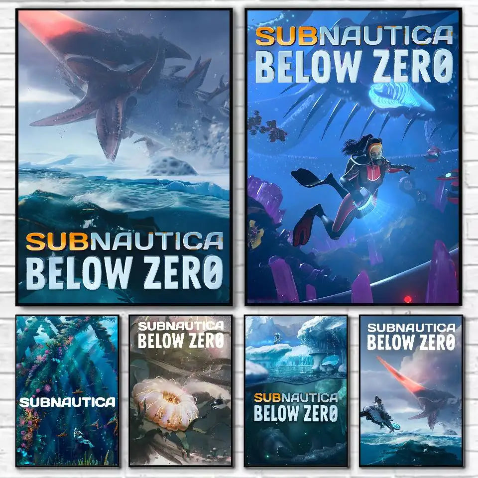Anime Subnautica Poster HD Home Decor Sticky Wall Waterproof Home Living Room Bar Aesthetic Decor