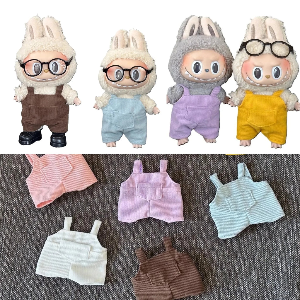 For 15cm Labubu Clothes Pocket overalls Collection Labubu Outfit Accessories Labubu Clothes