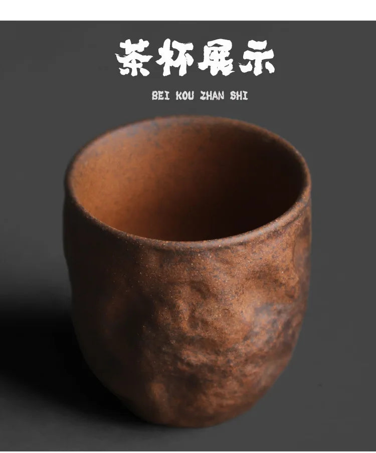 Rough Pottery Old Rock Clay Stone Texture Master Teacup Chinese Zen Kung Fu Tea Ceremony Drinking Tea Master Single Cup