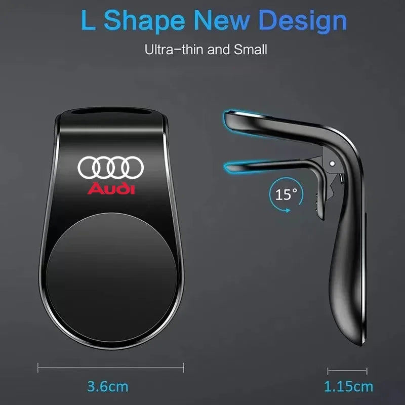 Magnetic Car badge Phone Holder Metal Stand Accessories For Audi A6 C5 C6 C7 C8 A4 B5 B6 B7 B8 B9 S3 S4 S5 Q3 8U Q5 8R Q7 Q8 TT