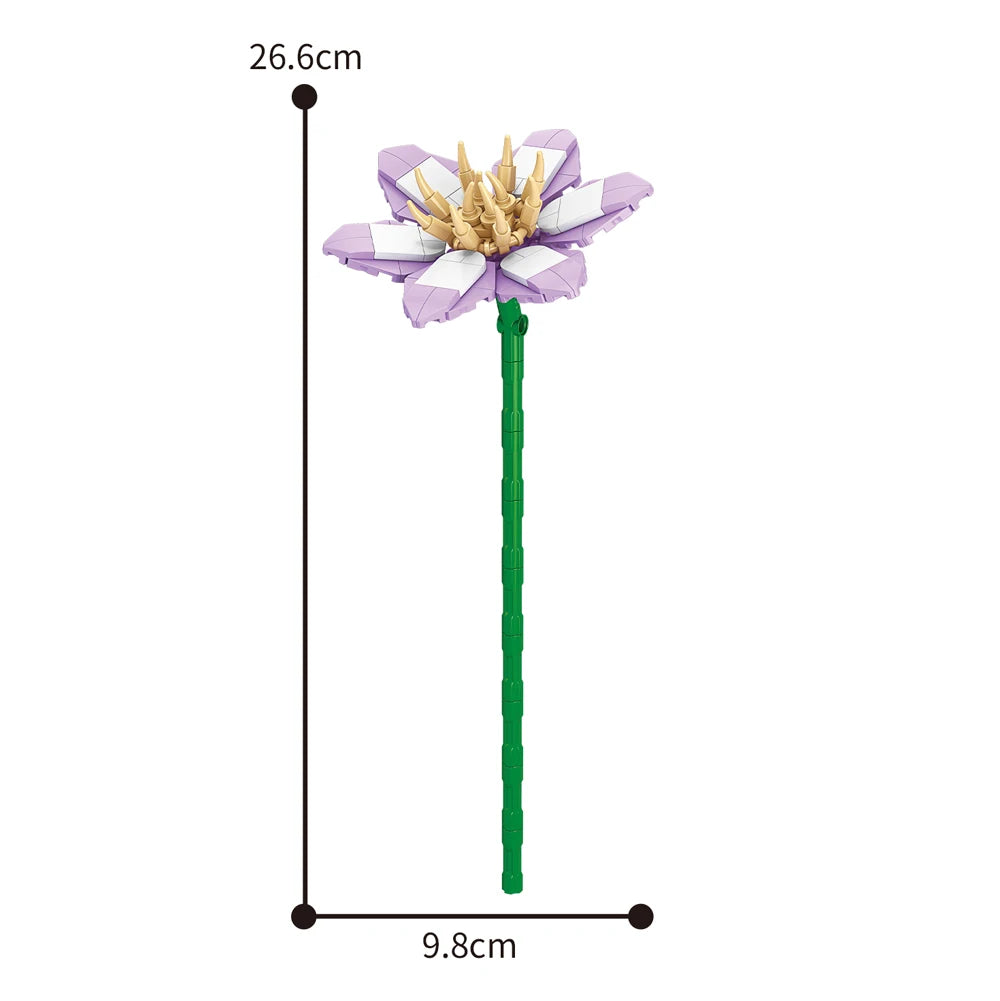 Creativity Potted Plants Bouquet Rose Lily Flower Home Desk Plant Decoration Assemble Building Blocks Bricks Toys Girls Gift