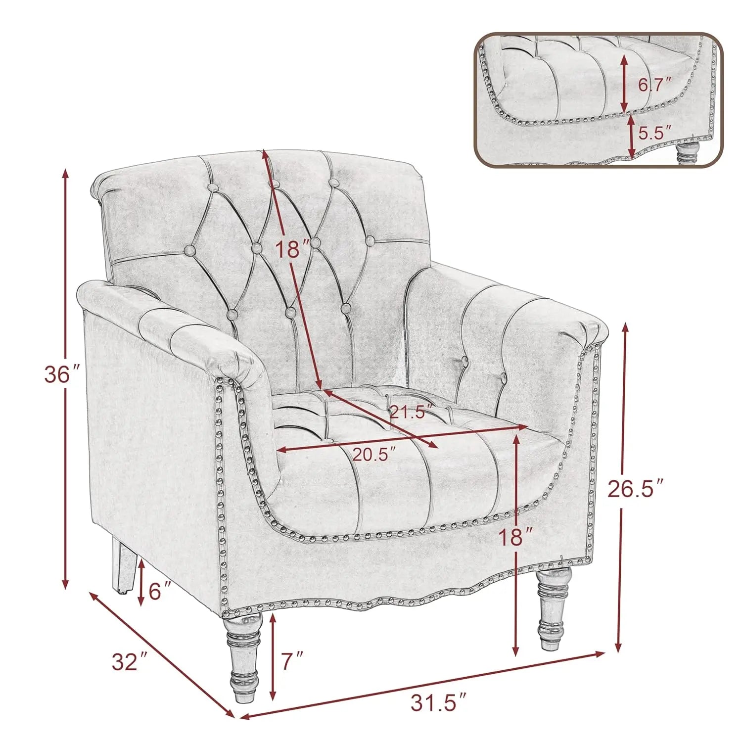 Faux Leather Accent Chairs Set of 2, Comfy Club Chair Upholstered Armchair for Living Room, Button Tufted Arm Chair, Customized