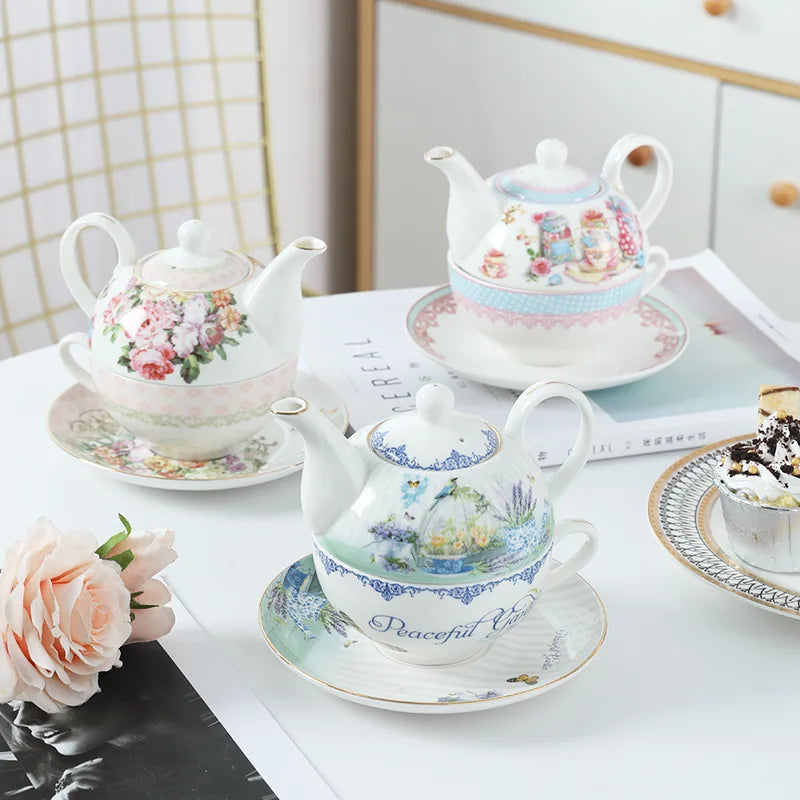English Afternoon Tea Set, Single Person Mother-Daughter Teapot with Filter, Creative Floral Ceramic Tea Ware