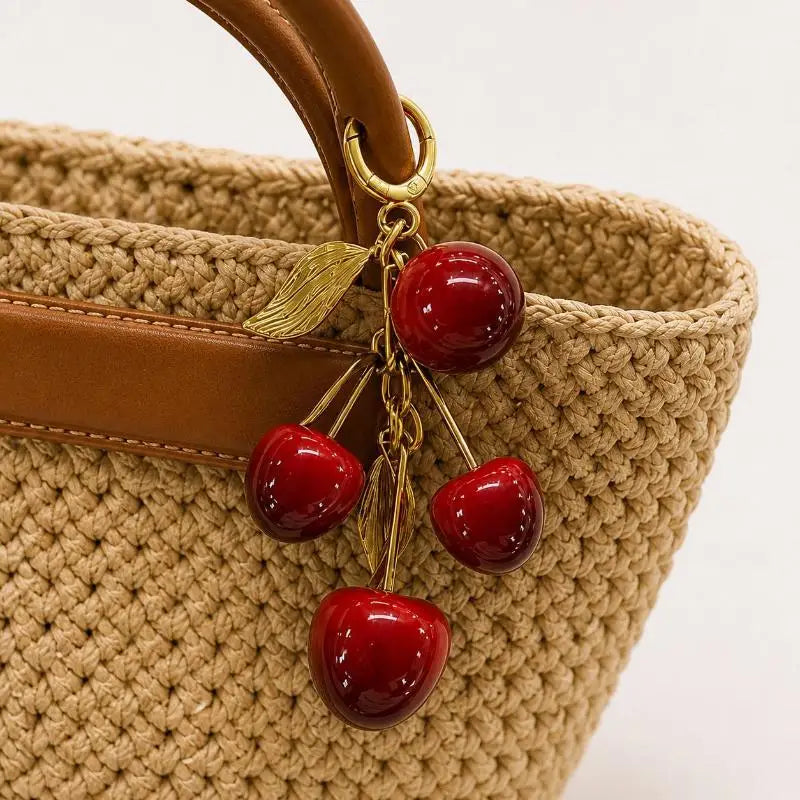 Luxury High Quality Cherry Bag Charms for Keychains Elegant Accessories Decoration