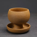 Vintage Stoneware Coffee Mug with Saucer Retro Ceramic Latte Art Cup Handmade Rustic Tea Cup for Home Cafe Boho Tableware