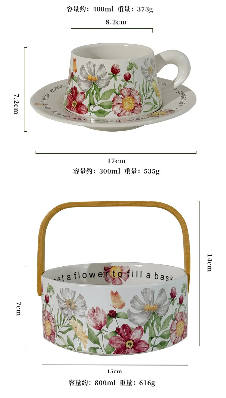 Vintage style coffee cup Breakfast cup teapot Birthday wedding gift afternoon tea set