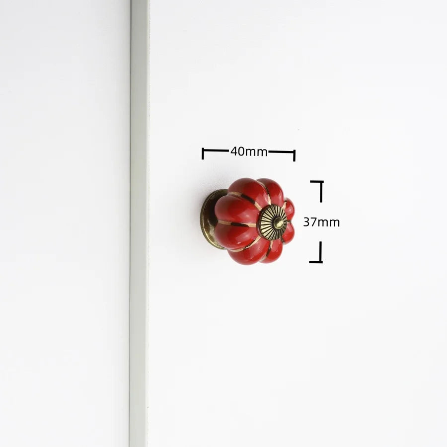 Vintage Ceramic Pumpkin Drawer Knobs Furniture Door Handles Kitchen Cabinet Pulls Closet Wardrobes Handles Accessories