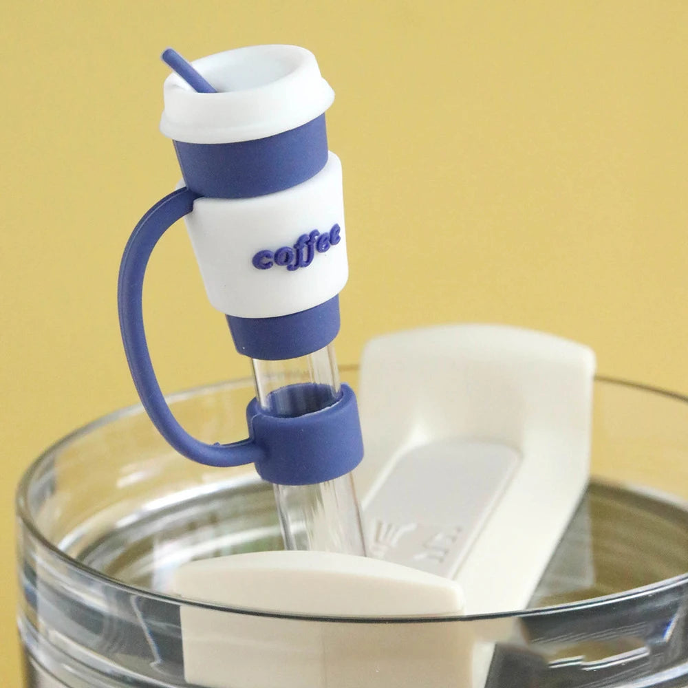 Straw Cover Cap for Stanley Tumblers Cup Accessories Cute Coffee Mug Ice Cream Shape Silicone Straw Dust Toppers Spill Stopper