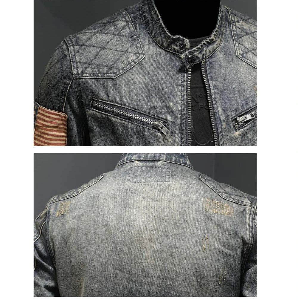 Autumn Men's Denim Jackets Fashion Men Retro Streetwear Zipper Cowboy Coats Men Vintage Windbreaker Biker Jean Jackets Clothing