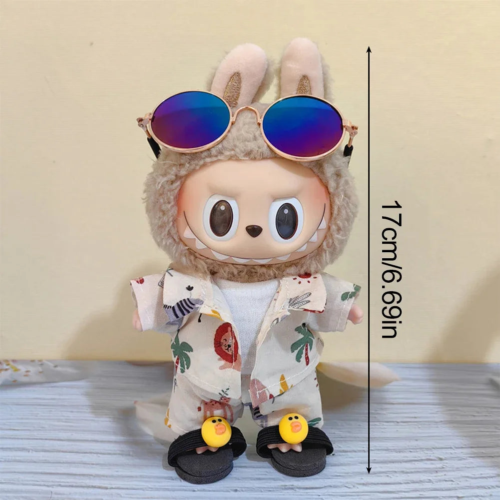 For 17cm Labubu Doll Clothes Beachwear Fashion Clothes With Sunglasses Labubu Clothes Ropa Labubu