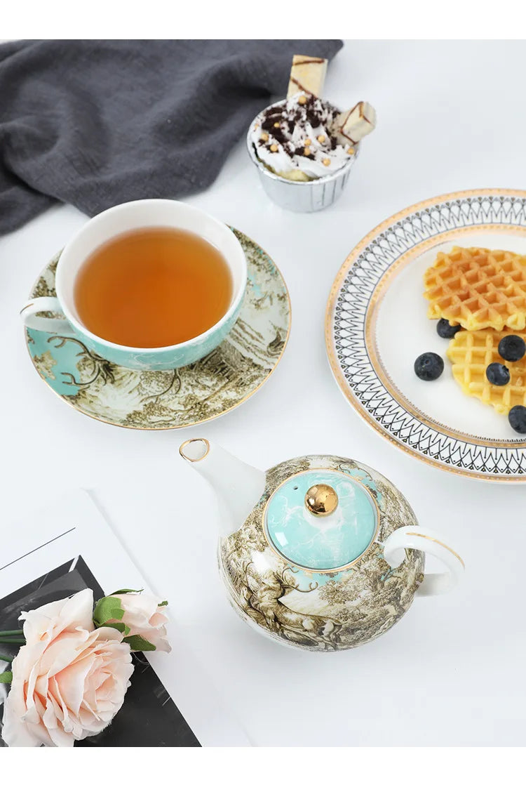 English Afternoon Tea Set, Single Person Mother-Daughter Teapot with Filter, Creative Floral Ceramic Tea Ware