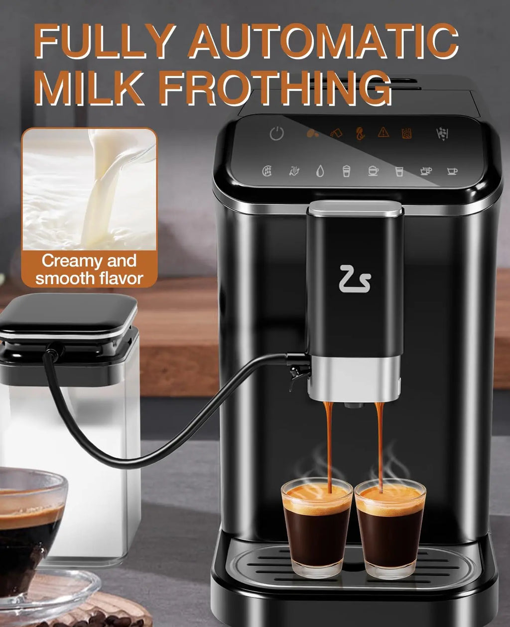 20-Bar Espresso Maker With Bean Grinder Professional Coffee Machine With Milk Frother & 1.5l Water Tank For Coffee Lovers